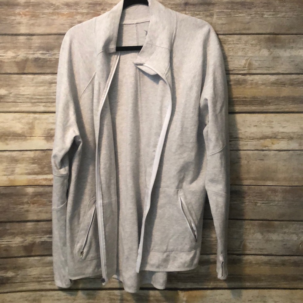 High low zip up sweater